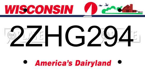 2ZHG294 Wisconsin License Plate