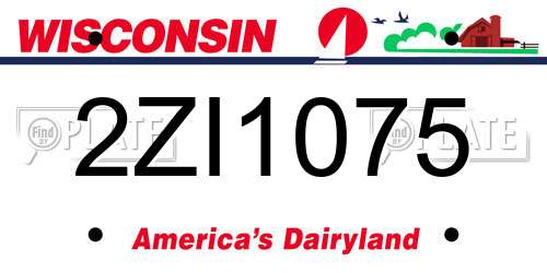 2ZI1075 Wisconsin License Plate