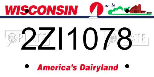 2ZI1078 Wisconsin License Plate