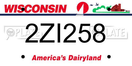 2ZI258 Wisconsin License Plate