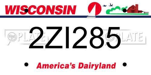2ZI285 Wisconsin License Plate