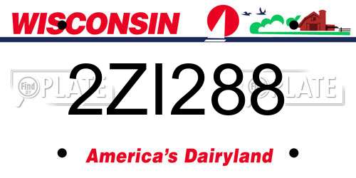 2ZI288 Wisconsin License Plate