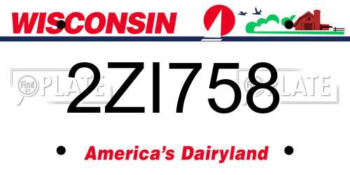 2ZI758 Wisconsin License Plate