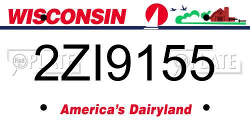 2ZI9155 Wisconsin License Plate