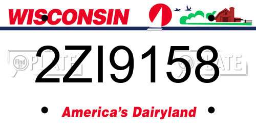 2ZI9158 Wisconsin License Plate
