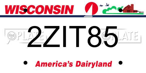 2ZIT85 Wisconsin License Plate