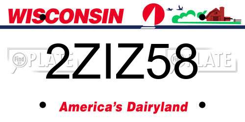 2ZIZ58 Wisconsin License Plate