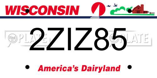 2ZIZ85 Wisconsin License Plate