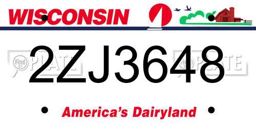 2ZJ3648 Wisconsin License Plate