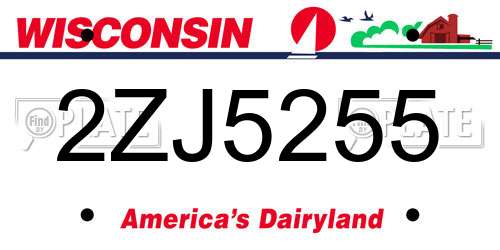 2ZJ5255 Wisconsin License Plate