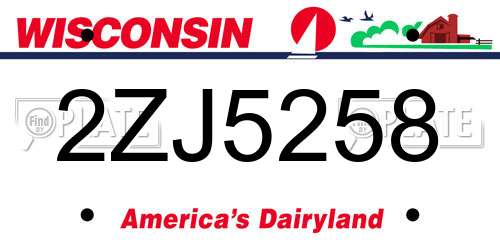 2ZJ5258 Wisconsin License Plate