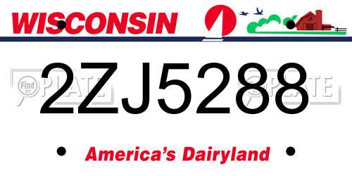 2ZJ5288 Wisconsin License Plate