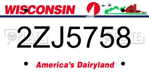 2ZJ5758 Wisconsin License Plate