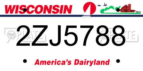 2ZJ5788 Wisconsin License Plate