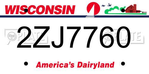 2ZJ7760 Wisconsin License Plate