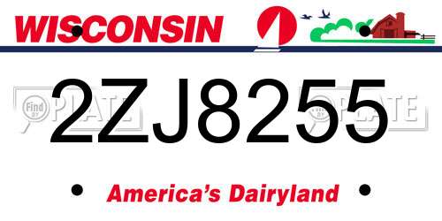2ZJ8255 Wisconsin License Plate