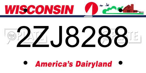 2ZJ8288 Wisconsin License Plate