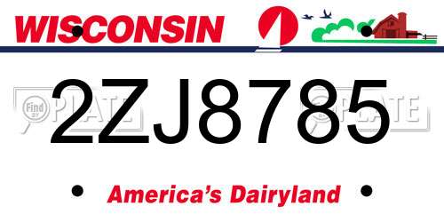 2ZJ8785 Wisconsin License Plate