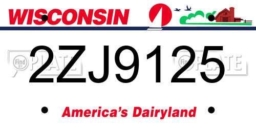 2ZJ9125 Wisconsin License Plate
