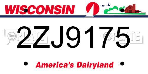 2ZJ9175 Wisconsin License Plate