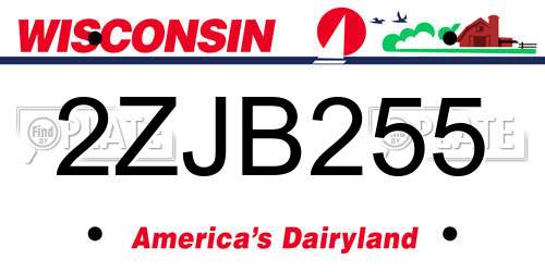 2ZJB255 Wisconsin License Plate