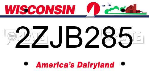2ZJB285 Wisconsin License Plate