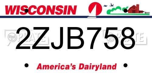 2ZJB758 Wisconsin License Plate