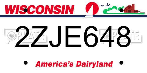 2ZJE648 Wisconsin License Plate