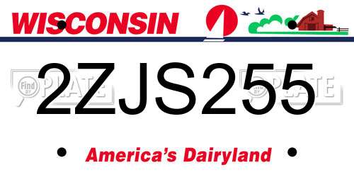 2ZJS255 Wisconsin License Plate