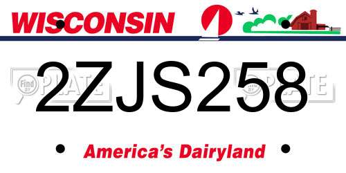 2ZJS258 Wisconsin License Plate