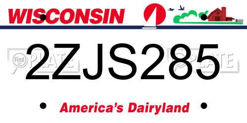 2ZJS285 Wisconsin License Plate