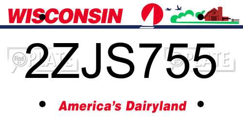 2ZJS755 Wisconsin License Plate