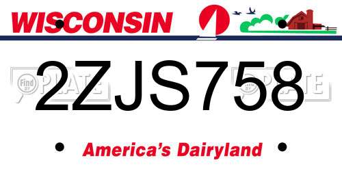 2ZJS758 Wisconsin License Plate
