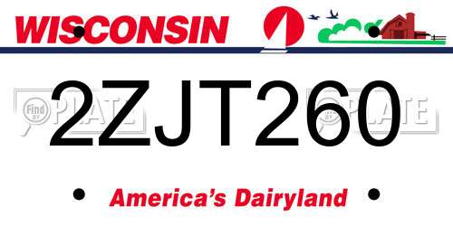 2ZJT260 Wisconsin License Plate