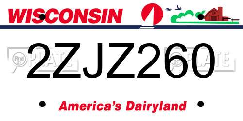 2ZJZ260 Wisconsin License Plate
