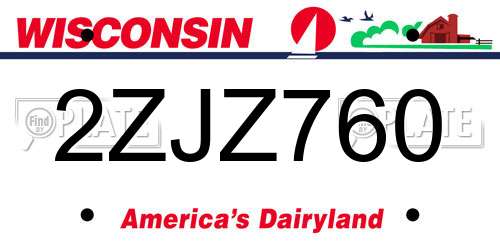2ZJZ760 Wisconsin License Plate