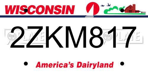2ZKM817 Wisconsin License Plate