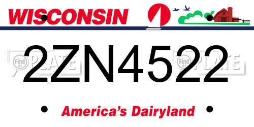 2ZN4522 Wisconsin License Plate