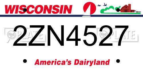 2ZN4527 Wisconsin License Plate