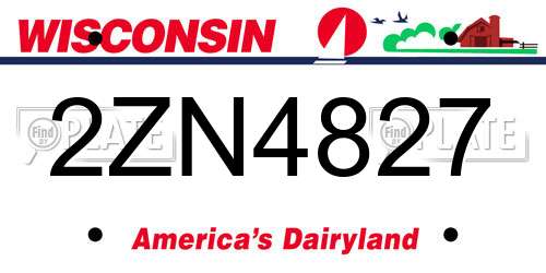 2ZN4827 Wisconsin License Plate