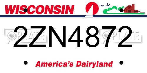 2ZN4872 Wisconsin License Plate