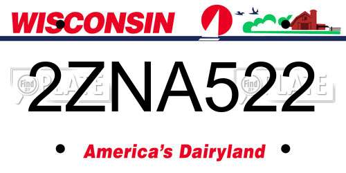 2ZNA522 Wisconsin License Plate