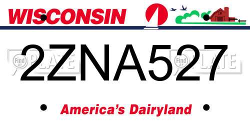 2ZNA527 Wisconsin License Plate