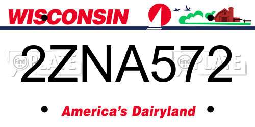 2ZNA572 Wisconsin License Plate
