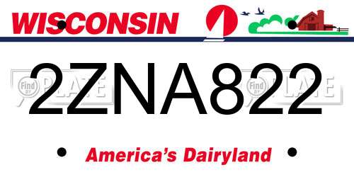 2ZNA822 Wisconsin License Plate
