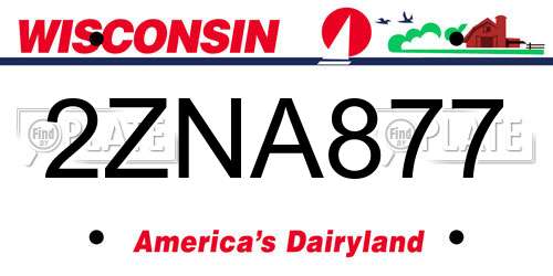 2ZNA877 Wisconsin License Plate