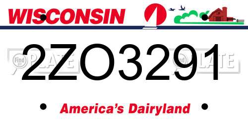 2ZO3291 Wisconsin License Plate