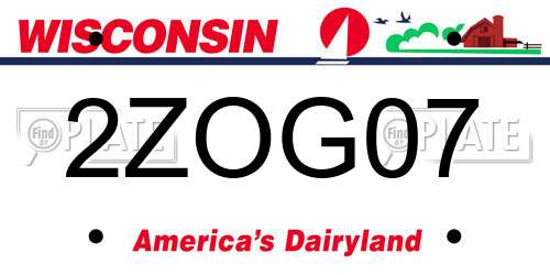 2ZOG07 Wisconsin License Plate