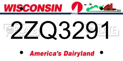 2ZQ3291 Wisconsin License Plate