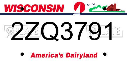 2ZQ3791 Wisconsin License Plate